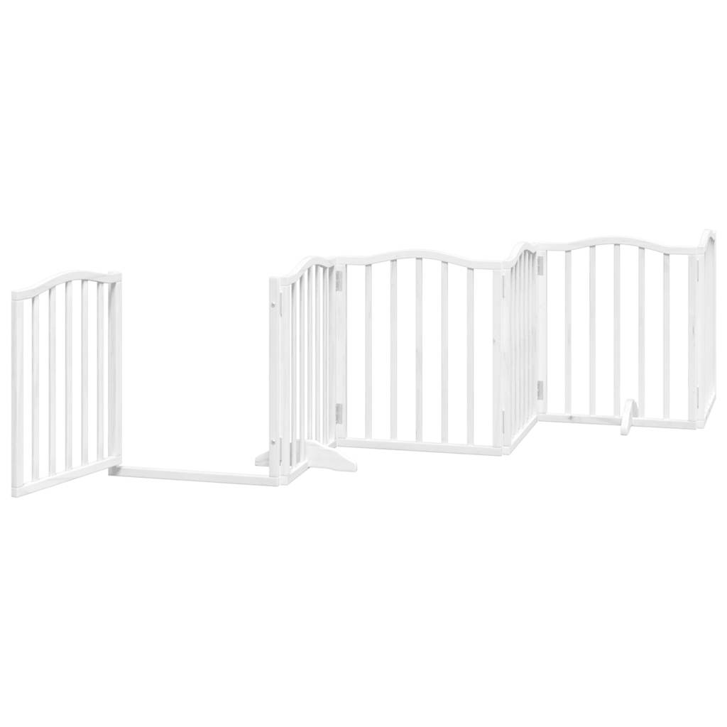 Portão p/ cães com porta dobrável 6 painéis 300 cm álamo branco