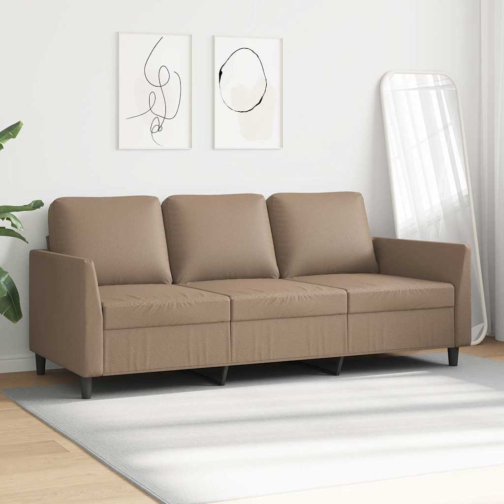 Sofá de 3 lugares 180 cm couro artificial cor cappuccino
