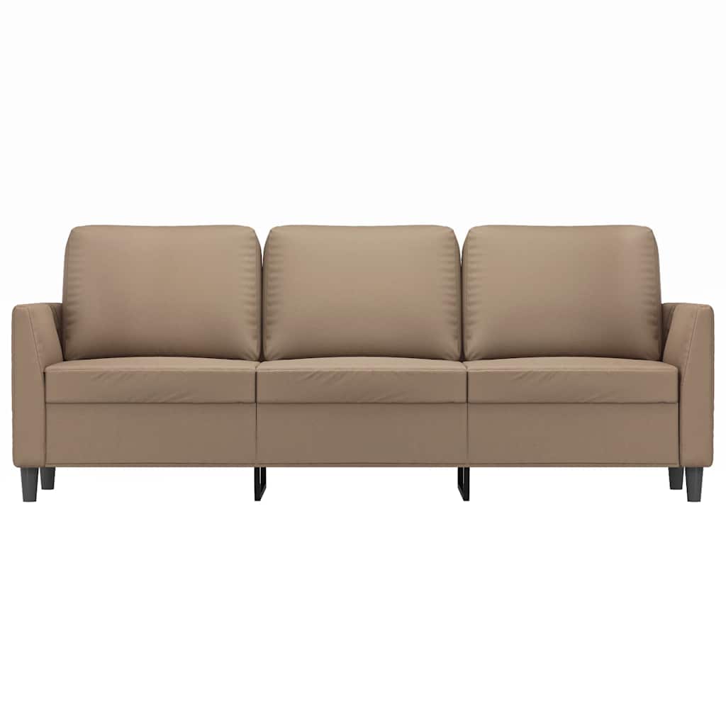 Sofá de 3 lugares 180 cm couro artificial cor cappuccino