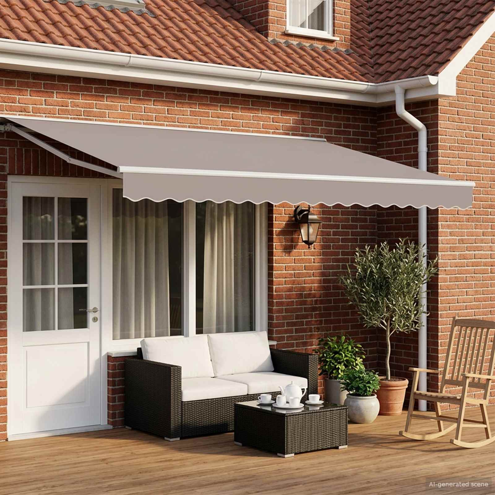 Moldura de toldo elétrico com leds branco 4 x 2 m alumínio