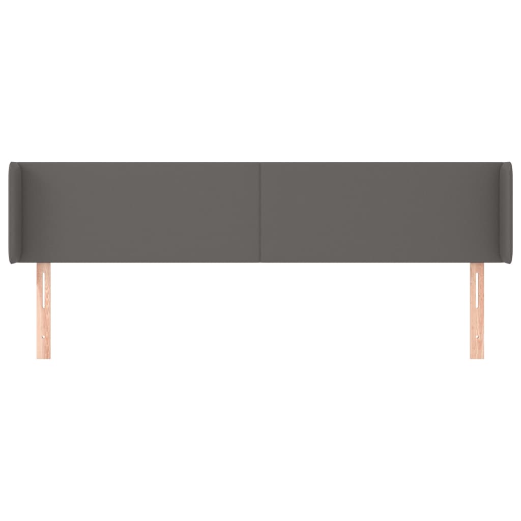 Cabeceira de cama c/ abas couro artificial 163x16x78/88cm cinza