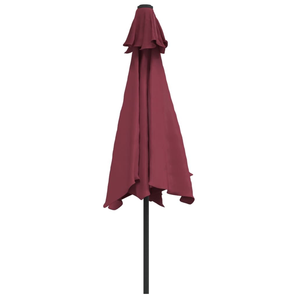 Guarda-sol de jardim com poste de metal 300 cm bordô
