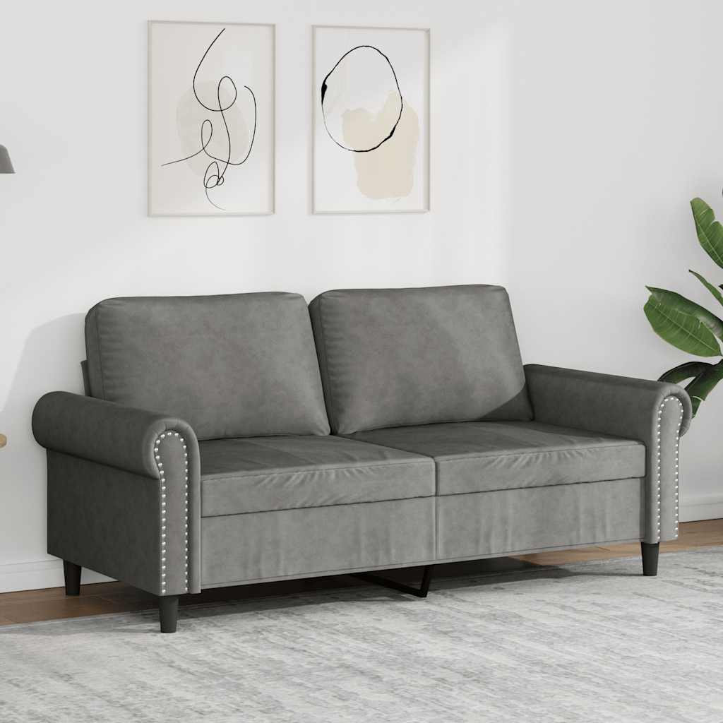 Sofá de 2 lugares 140 cm veludo cinza-escuro