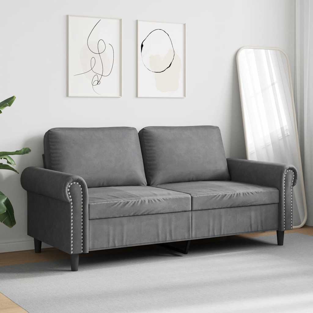 Sofá de 2 lugares 140 cm veludo cinza-escuro