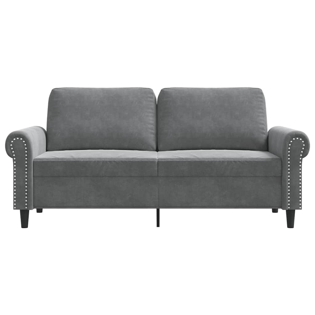 Sofá de 2 lugares 140 cm veludo cinza-escuro