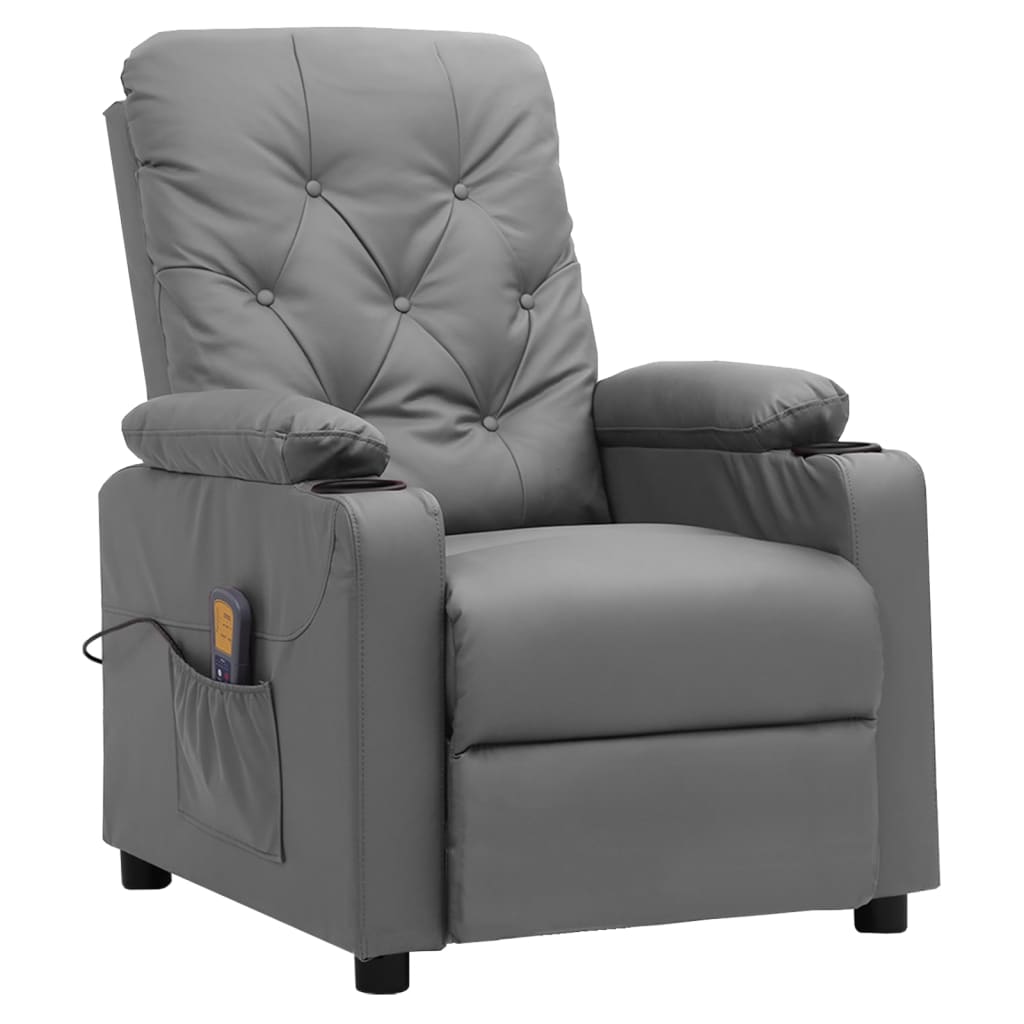 Cadeira de massagens couro artificial cinzento