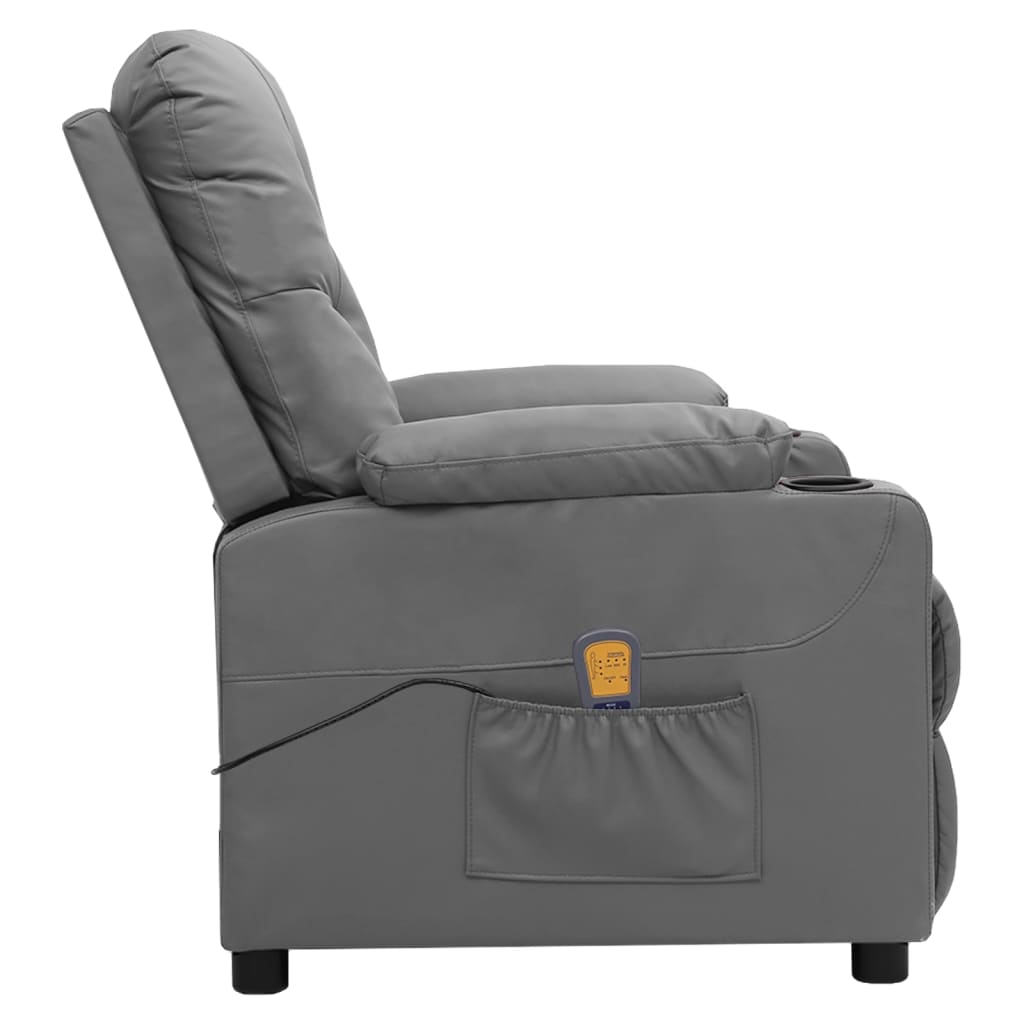Cadeira de massagens couro artificial cinzento