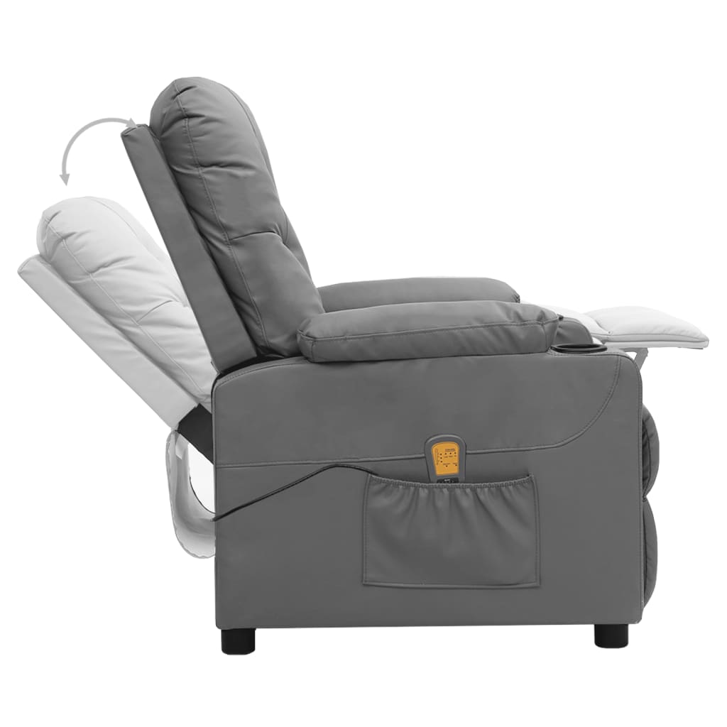 Cadeira de massagens couro artificial cinzento