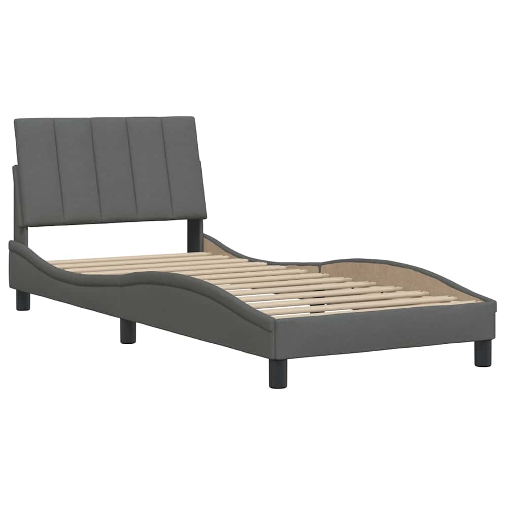 Estrutura de cama sem colchão hanko 90x200 cm tecido cinzento-escuro