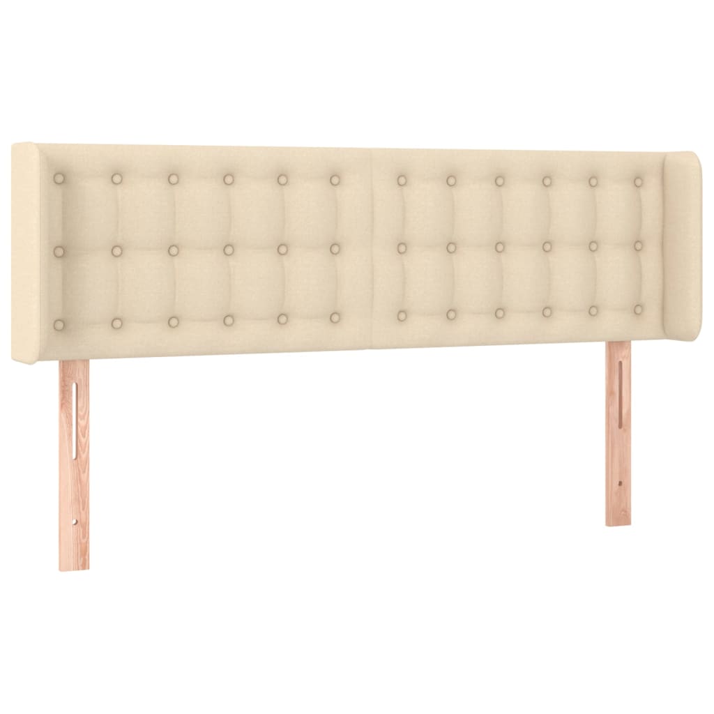 Cabeceira de cama c/ luzes LED tecido 147x16x78/88 cm cor creme