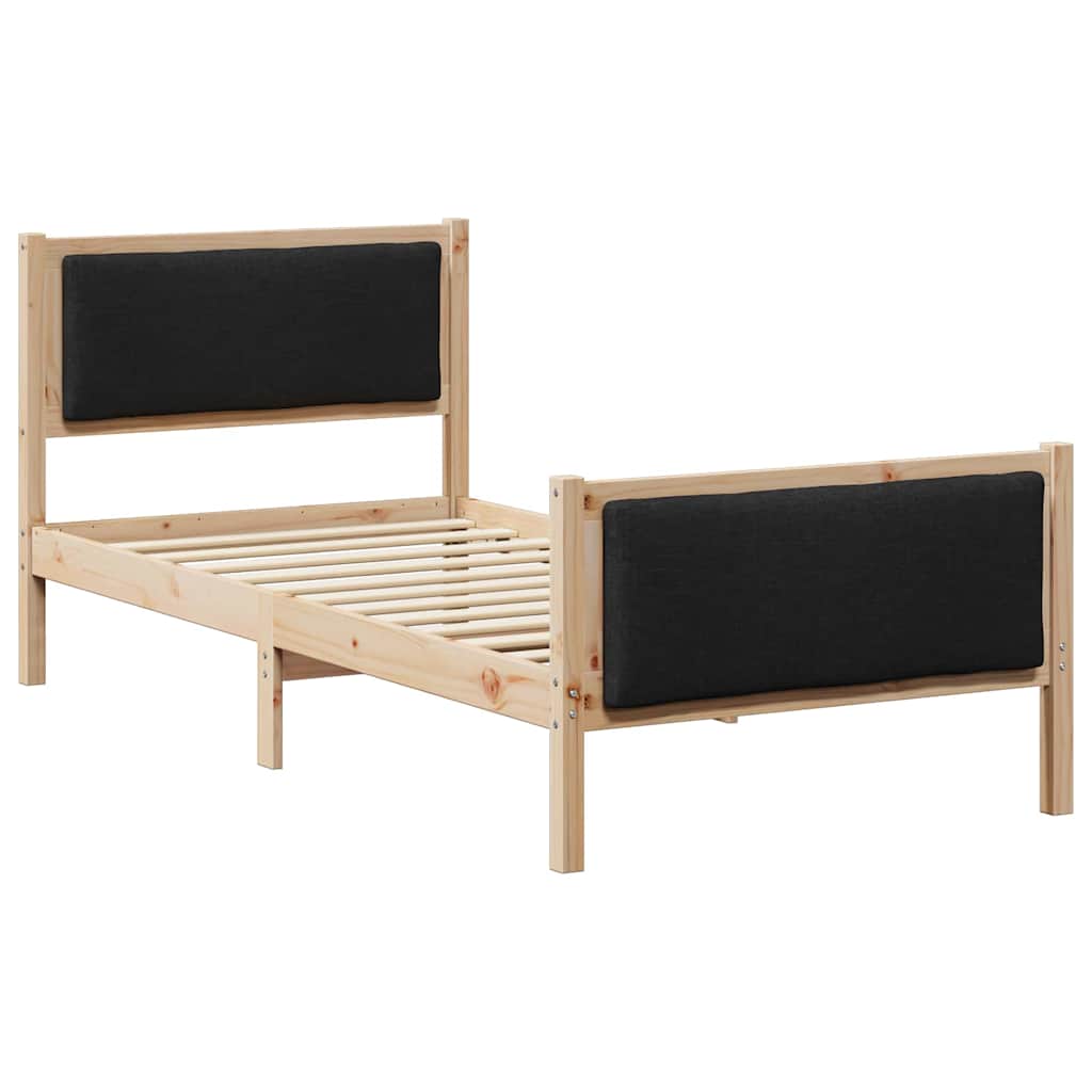Estrutura da cama com cabeceira preto 90 x 200 cm tecido