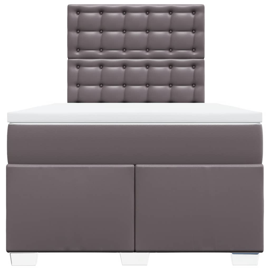 Cama com molas/colchão 120x200 cm couro artificial cinzento