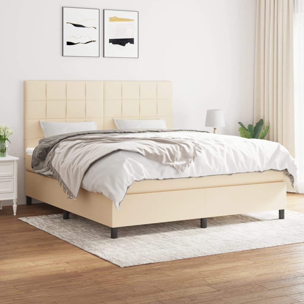 Cama com molas/colchão 180x200 cm tecido cor creme