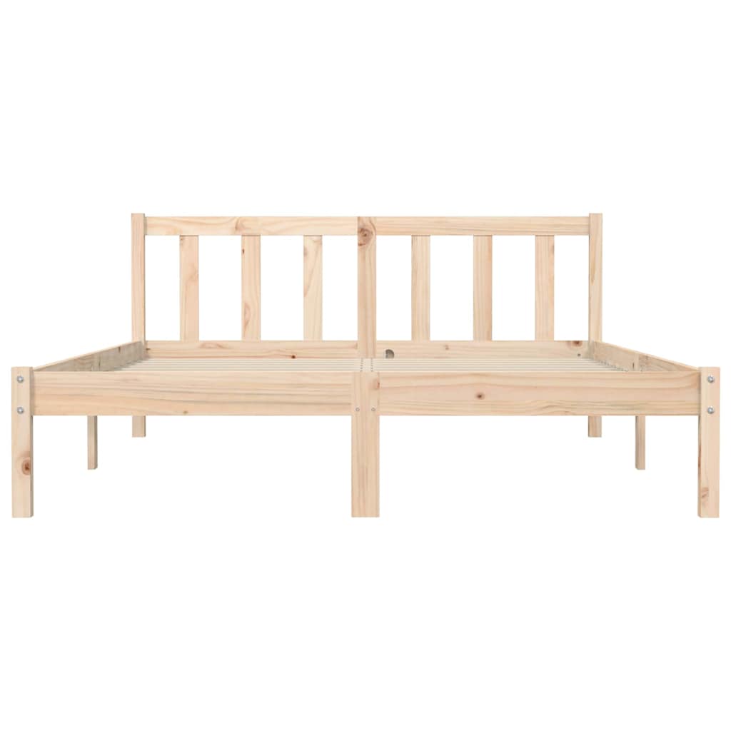 Estrutura da cama natural 152 x 203 cm madeira de pinho sólido