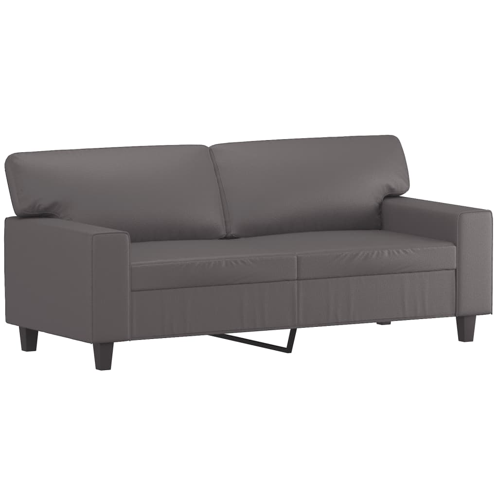 3 Pcs conjunto de sofás com almofadas couro artificial cinzento