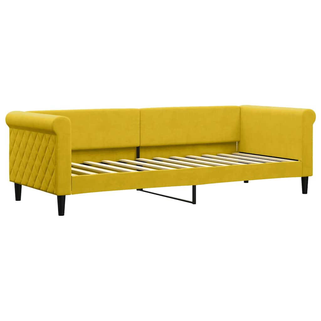 Sofá-cama com colchão 80x200 cm veludo amarelo