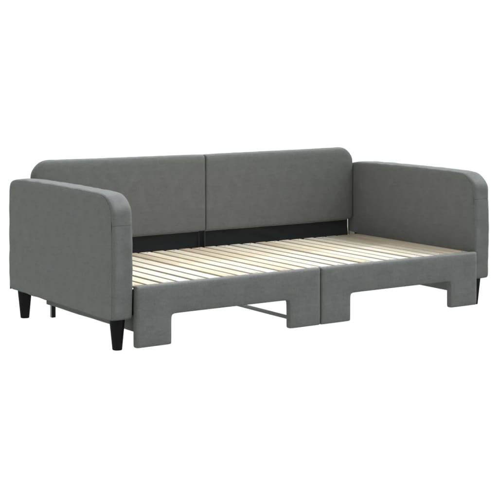 Sofá-cama com gavetão 100x200 cm tecido cinzento-escuro
