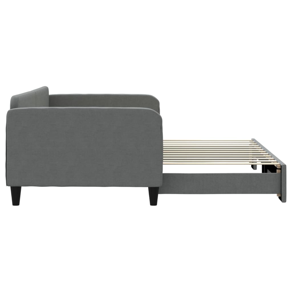 Sofá-cama com gavetão 100x200 cm tecido cinzento-escuro
