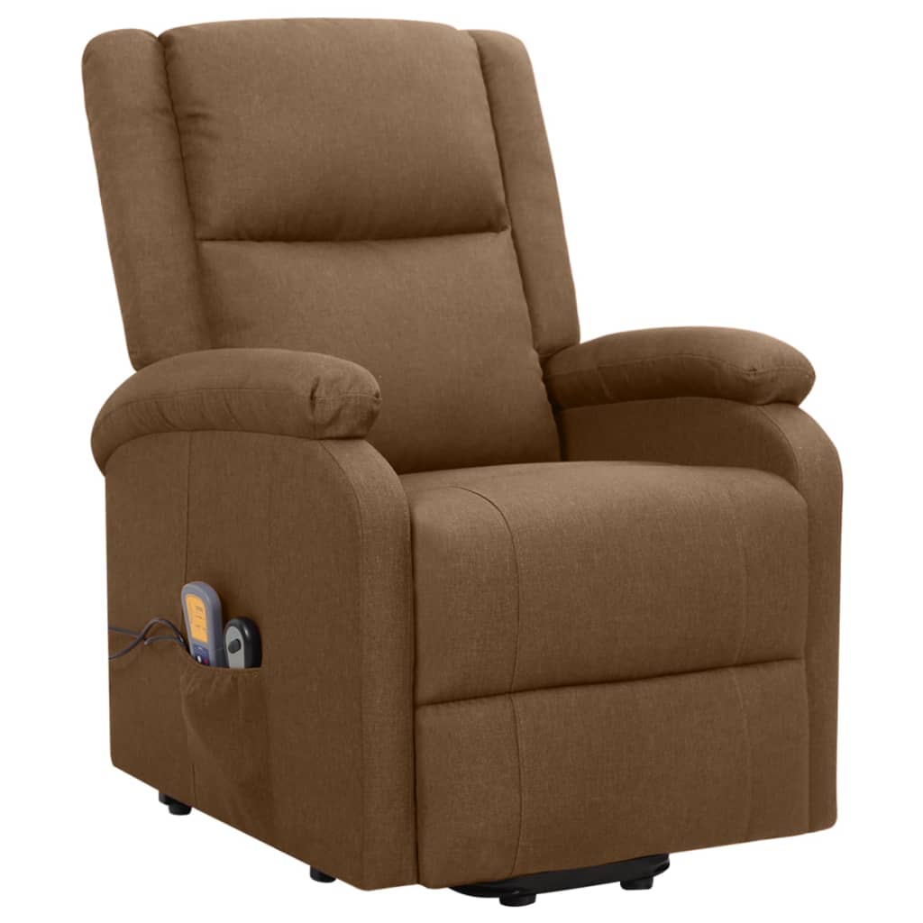 Poltrona elevatória de massagens tecido castanho