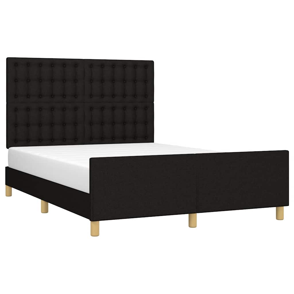 Estrutura de cama sem colchão 140x190 cm tecido preto