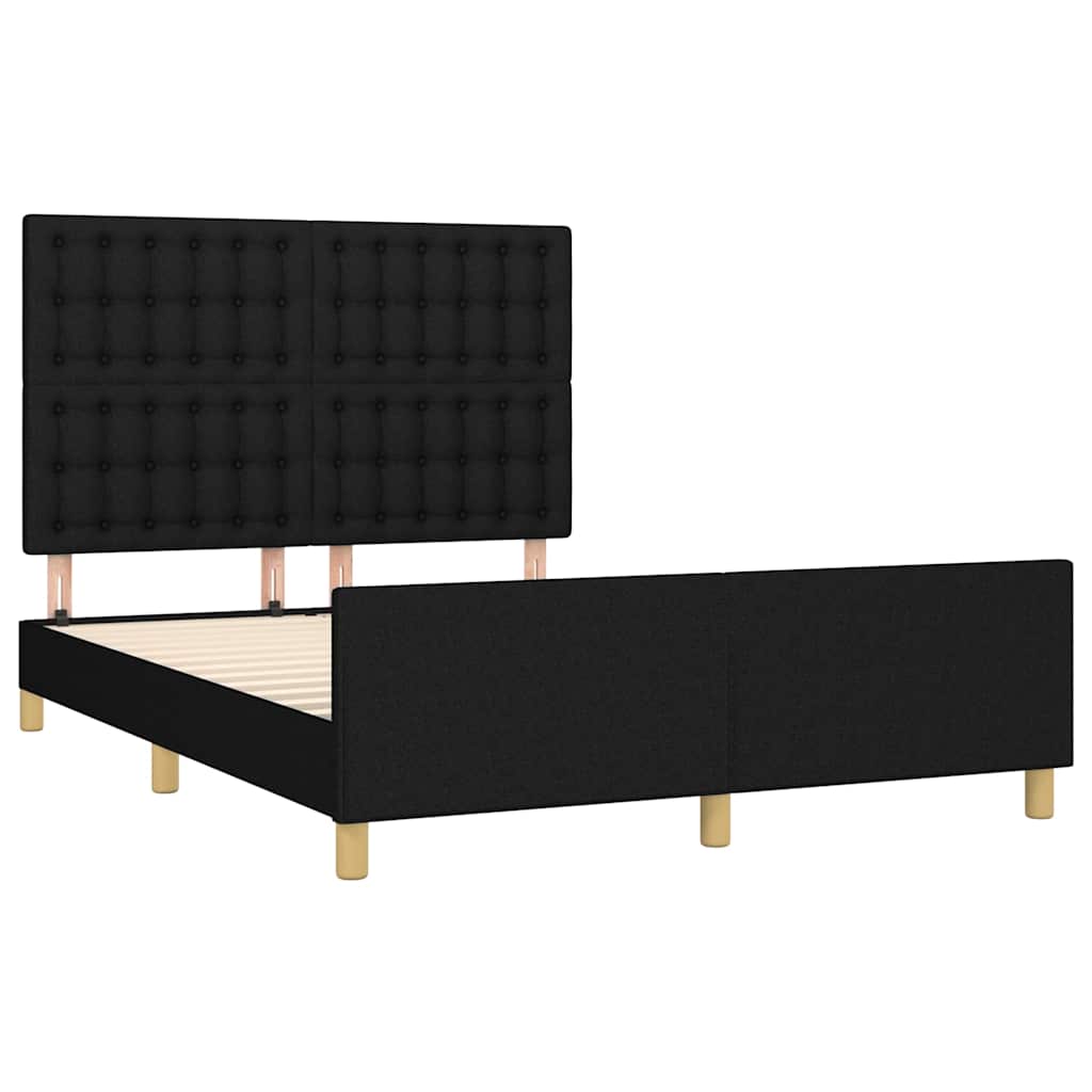 Estrutura de cama sem colchão 140x190 cm tecido preto