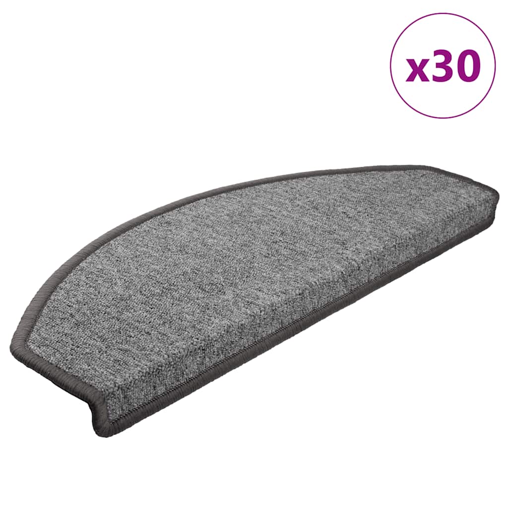 Tapetes de escada 30 peças 65x24x4 cm cinza escuro semicircular grande