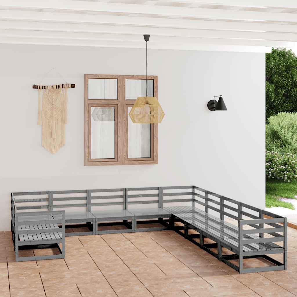 11 Pcs conjunto lounge de jardim pinho maciço