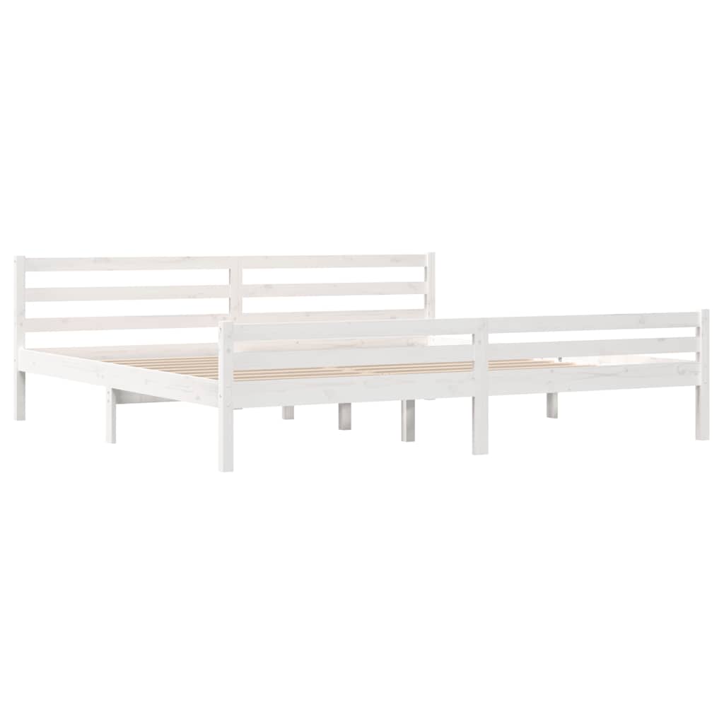 Estrutura de cama 200x200 cm madeira maciça branco