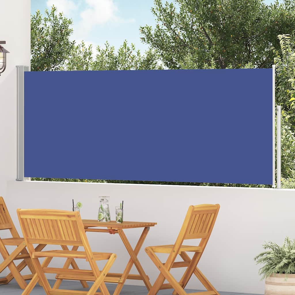 Toldo lateral retrátil para pátio 120x500 cm azul