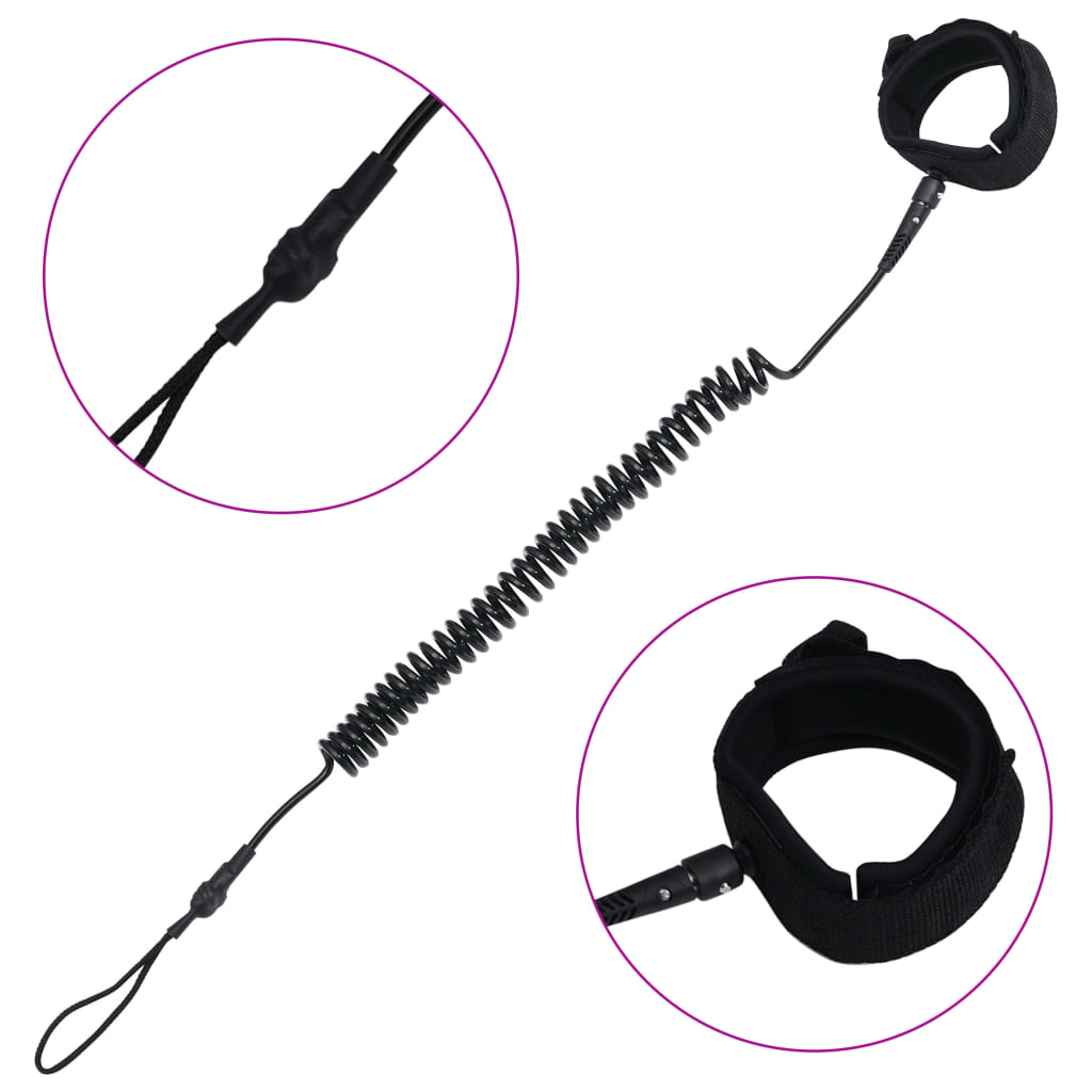 Leash de sup em espiral 10 polegadas preto