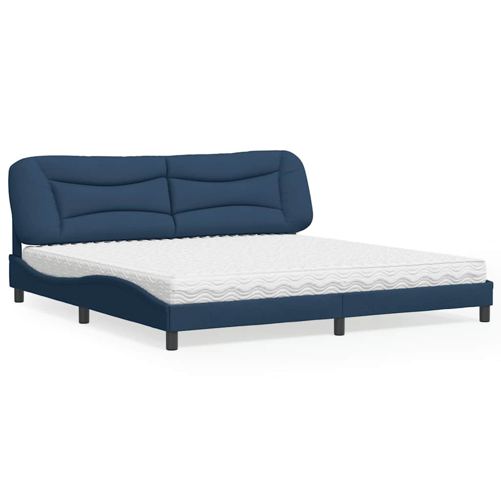 Cama com colchão hvar 200x200 cm tecido azul