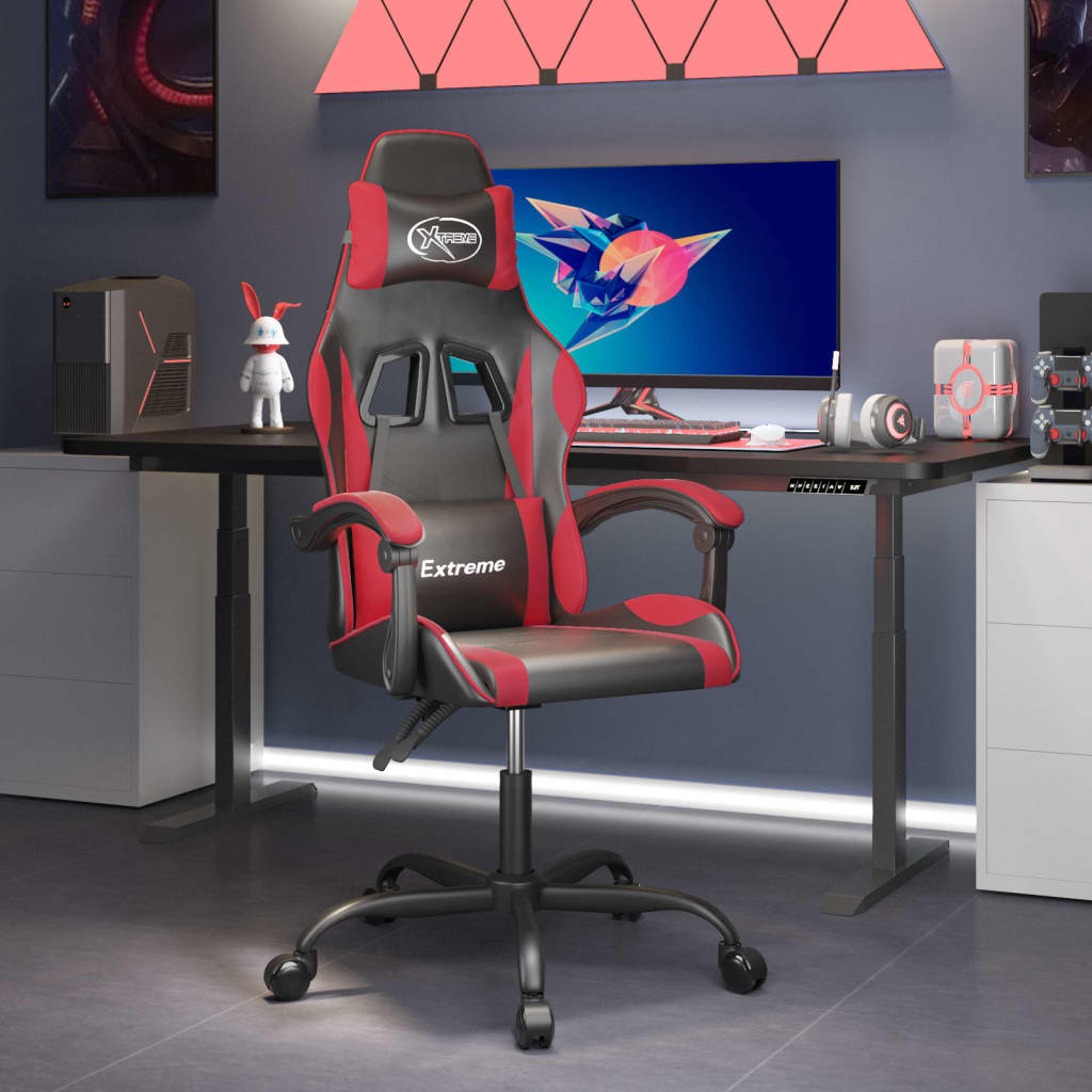 Cadeira de gaming couro artificial preto e vermelho