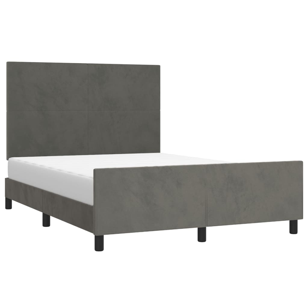 Estrutura de cama sem colchão 140x190 cm veludo cinzento-escuro
