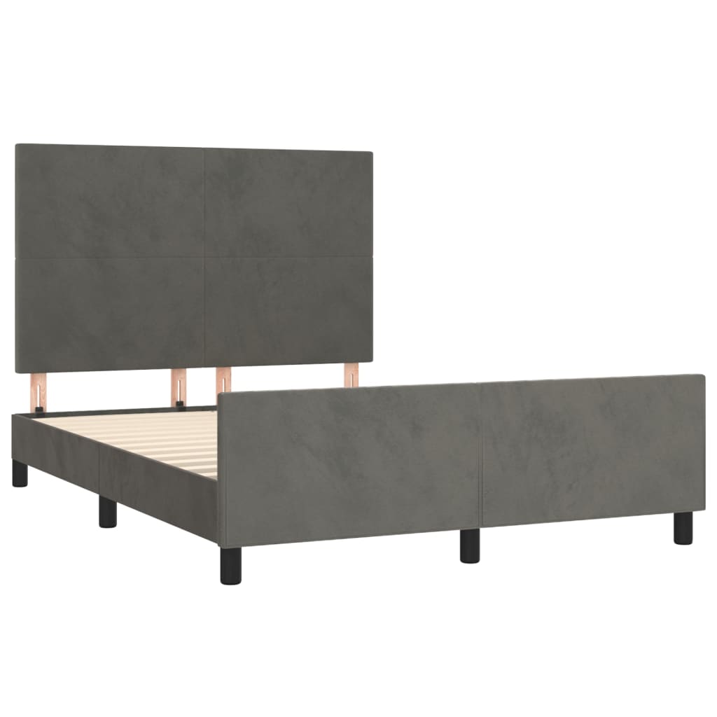 Estrutura de cama sem colchão 140x190 cm veludo cinzento-escuro