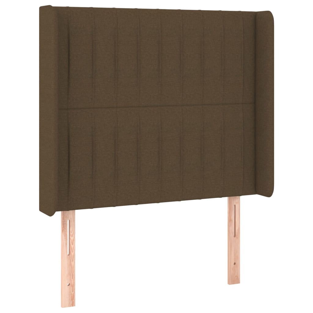 Cabeceira cama c/ abas tecido 83x16x118/128 cm castanho-escuro