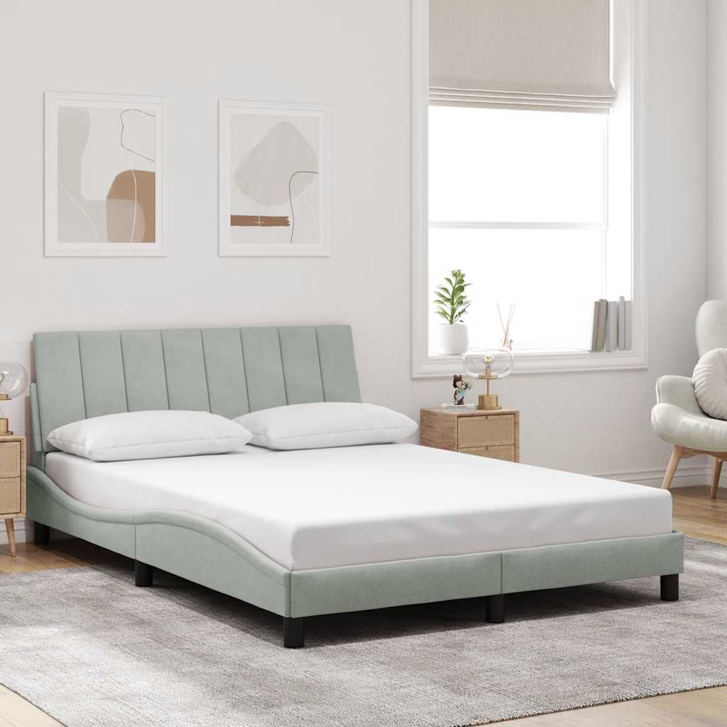 Estrutura de cama sem colchão hanko 140x200 cm veludo cinzento-claro