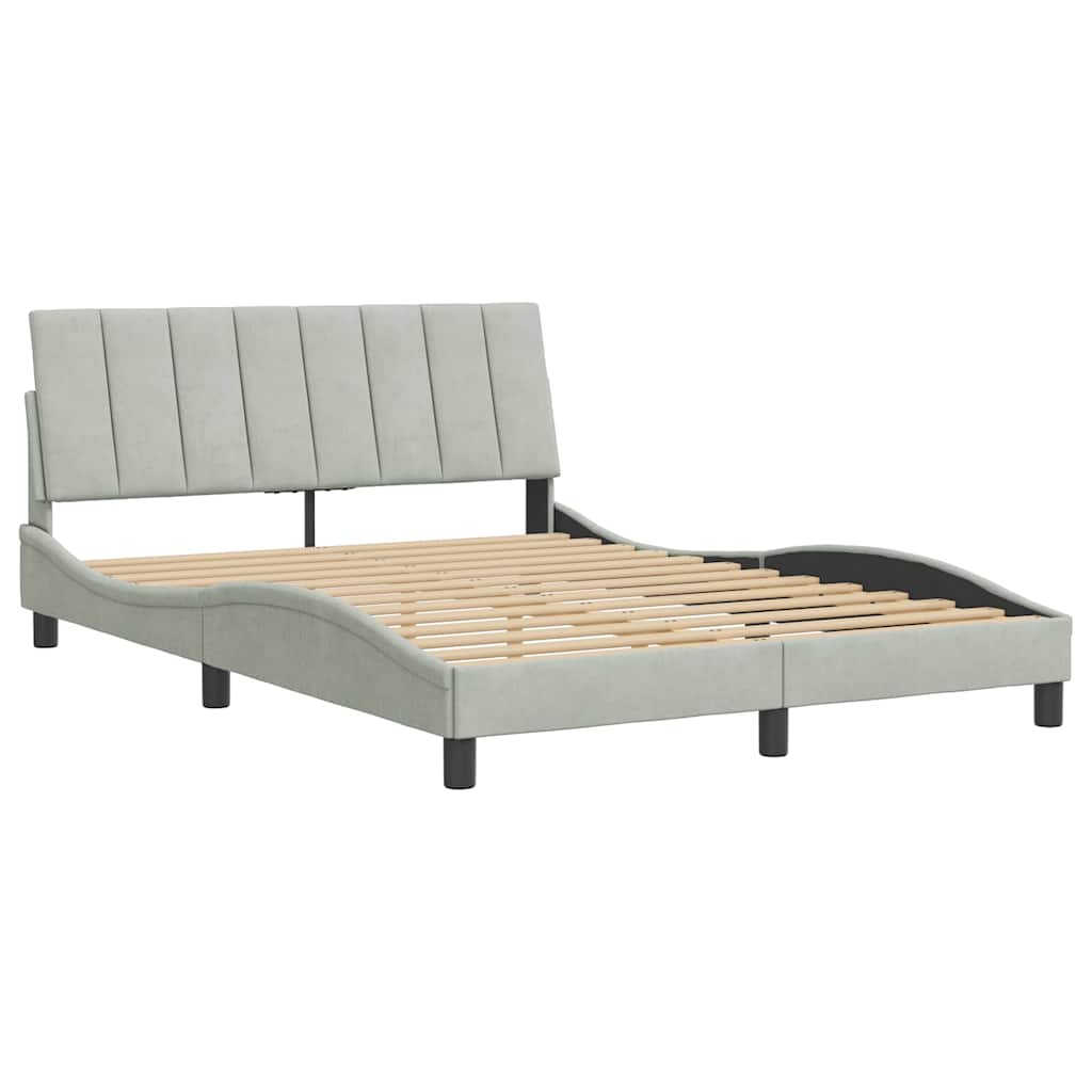 Estrutura de cama sem colchão hanko 140x200 cm veludo cinzento-claro