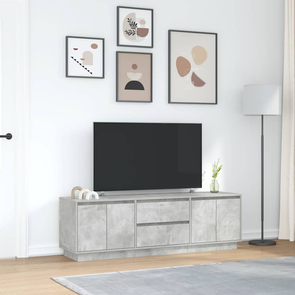 Móvel de TV com luzes LED 160,5x41x50 cm cinzento cimento