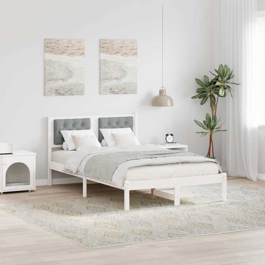Estrutura da cama com cabeceira cinzento-claro 135 x 190 cm