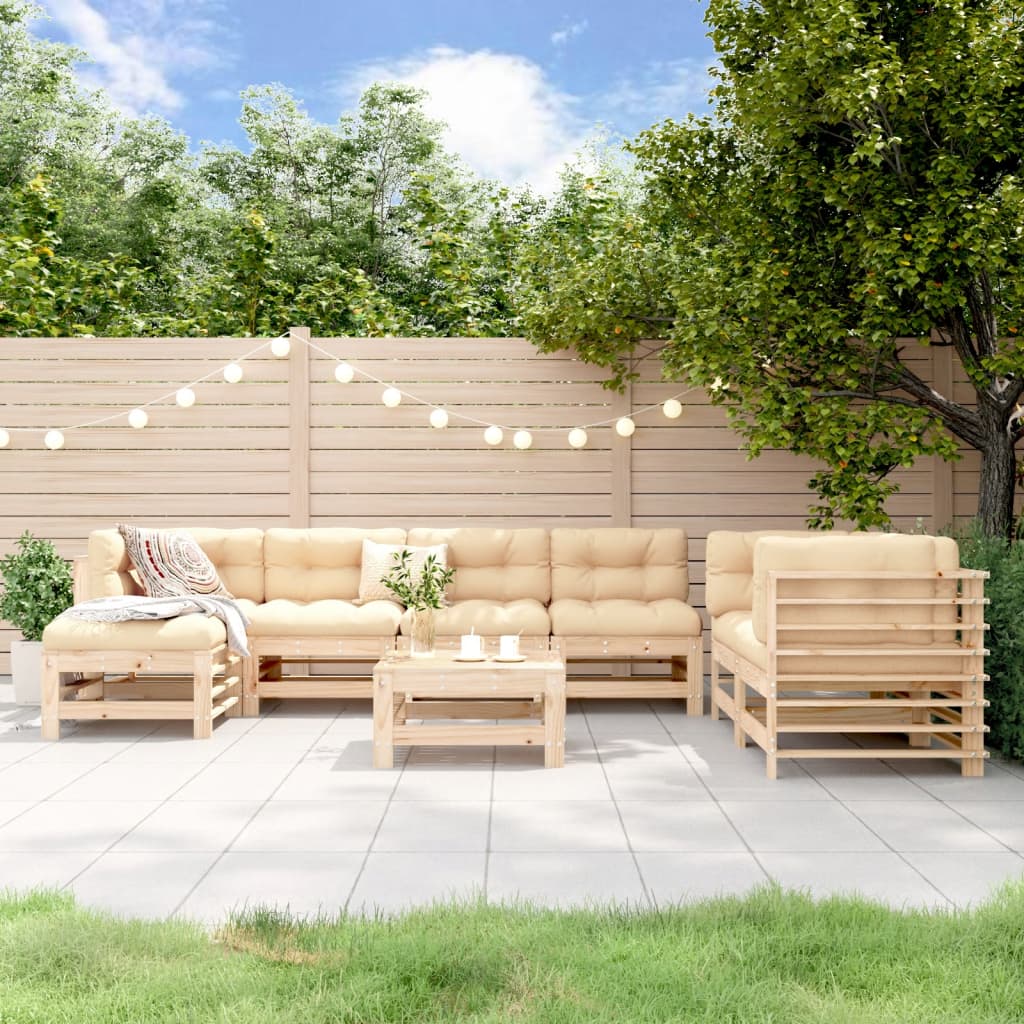 8 Pcs conjunto lounge de jardim pinho maciço