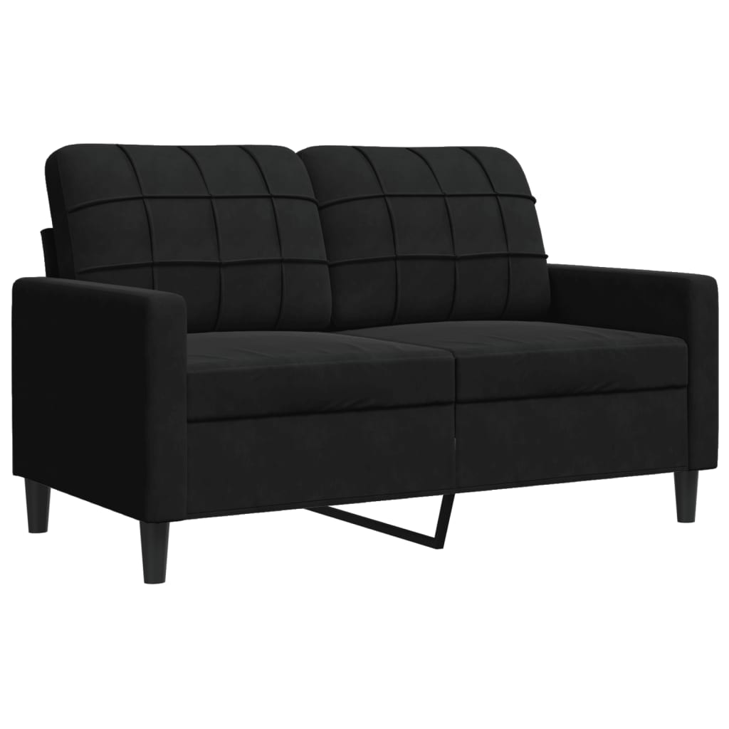 3 Pcs conjunto de sofás com almofadões veludo preto