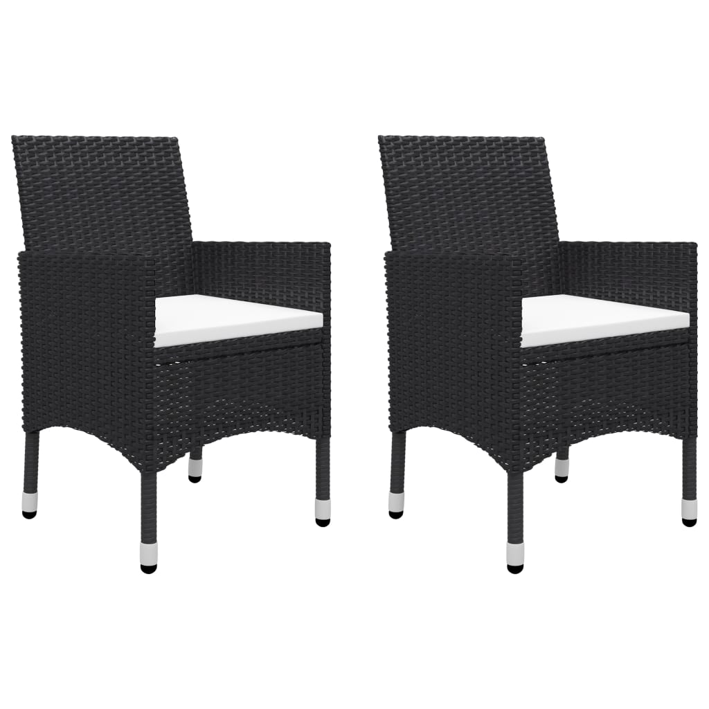 3 Pcs conjunto de jantar para jardim preto