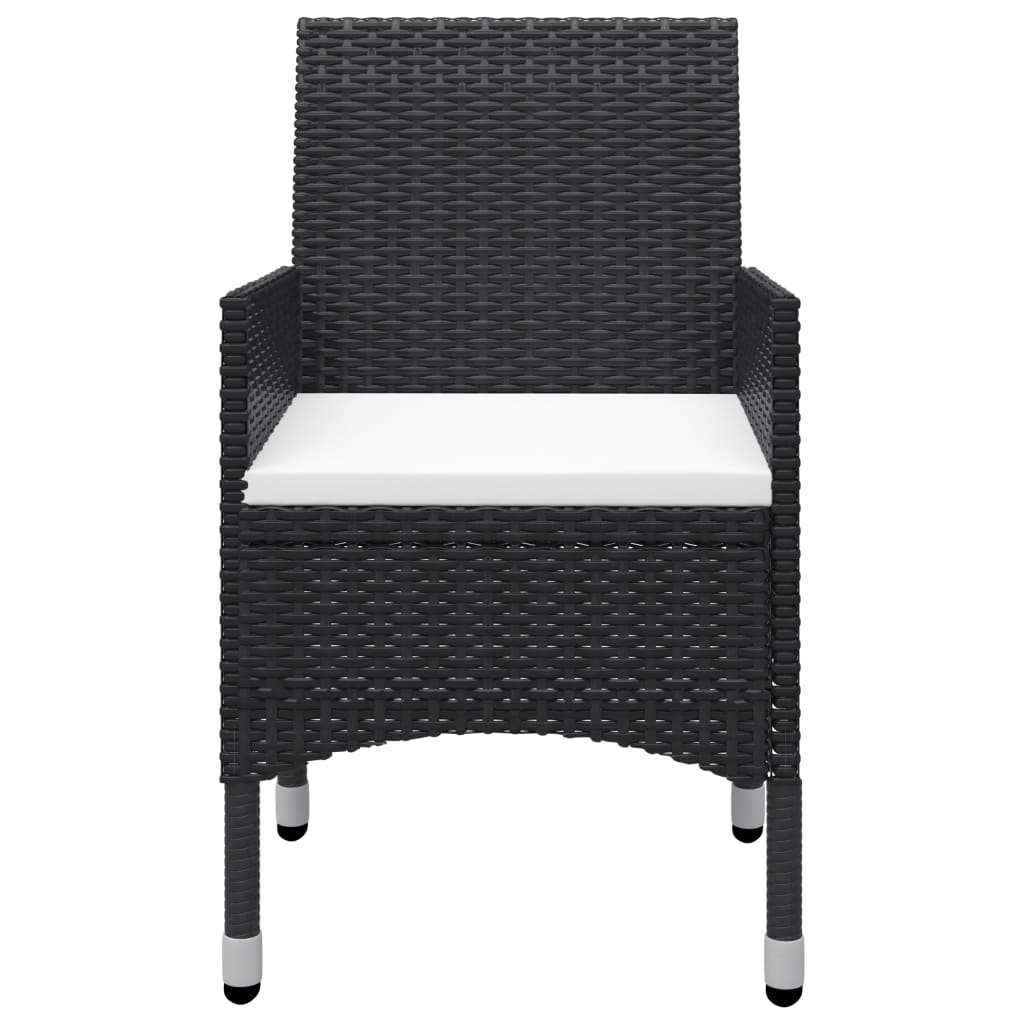 3 Pcs conjunto de jantar para jardim preto
