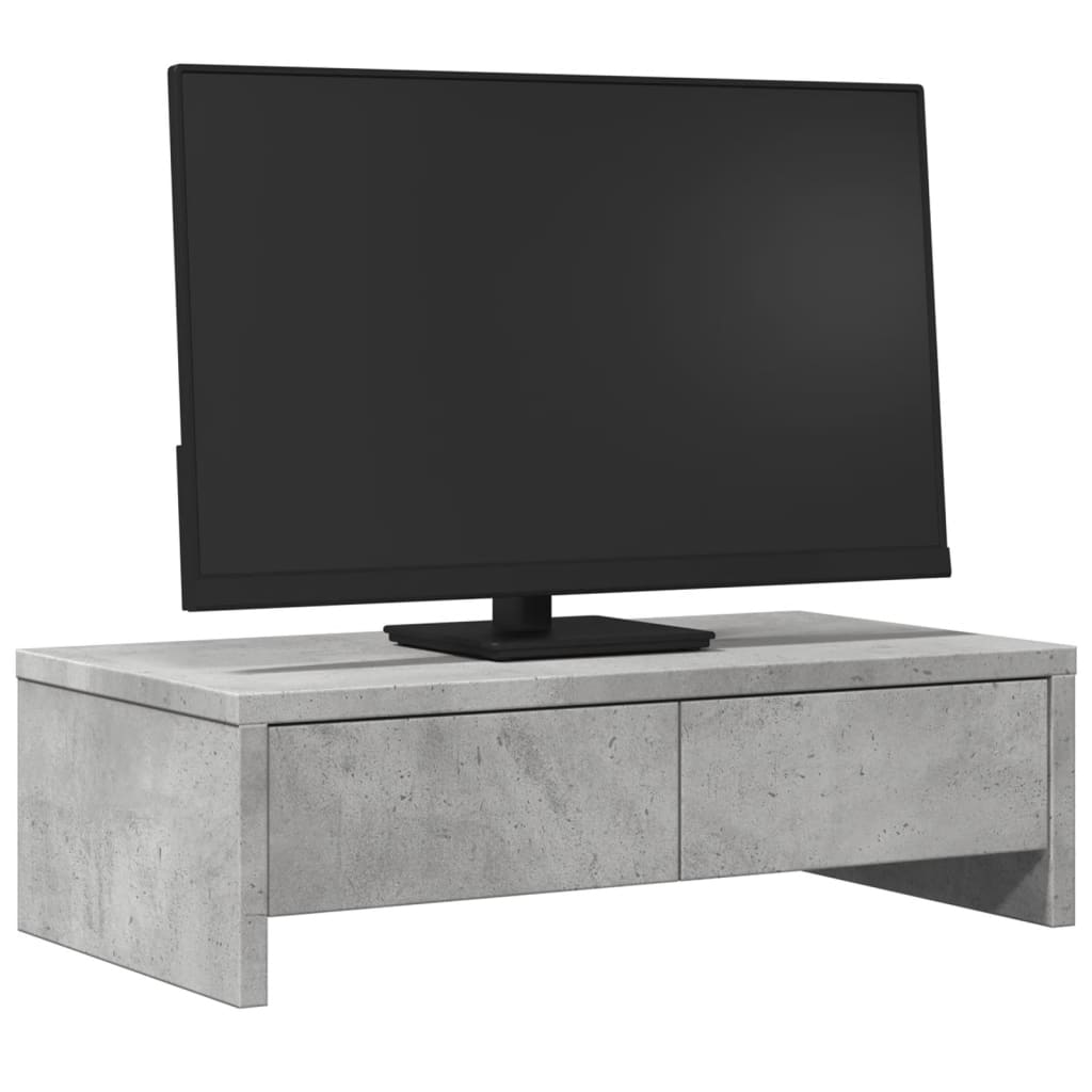 Suporte monitor c/ gavetas derivados madeira cinzento cimento