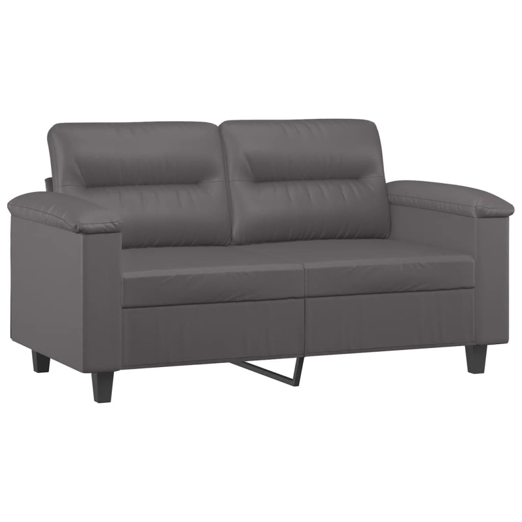 2 Pcs conjunto de sofás c/ almofadões couro artificial cinzento