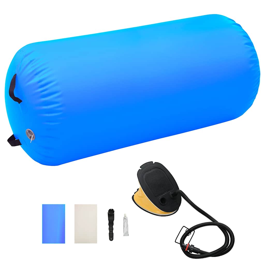 Rolo de ginástica/yoga insuflável com bomba 120x90 cm PVC azul