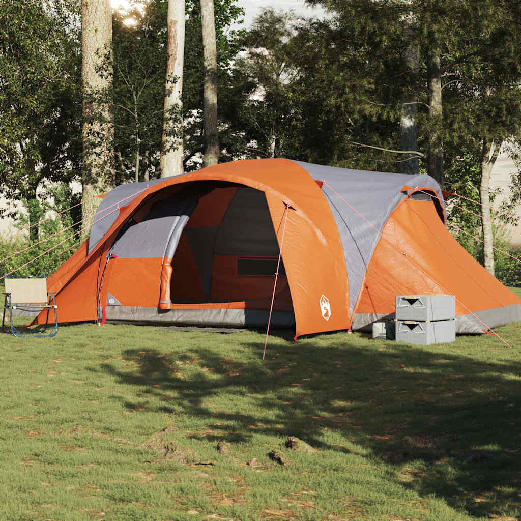 Tenda familiar cúpula para 6 pessoas impermeável cinza/laranja