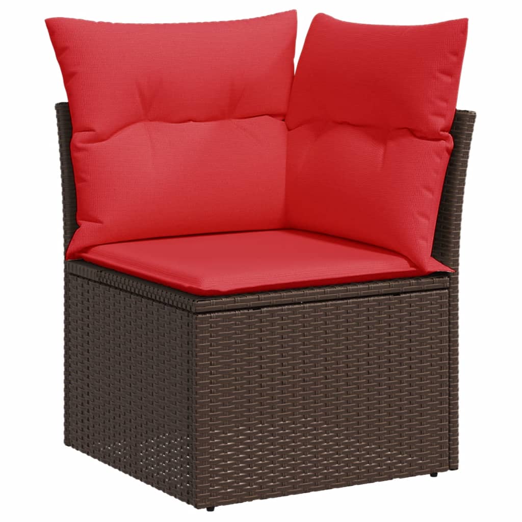 Conjunto de sofá de jardim com 8 peças e almofadas em rattan sintético marrom