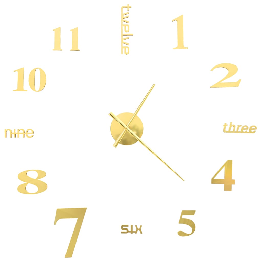 Relógio de parede 3d com design moderno 100 cm xxl dourado