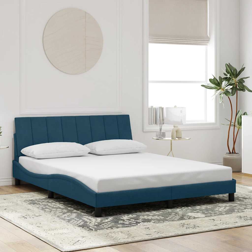 Estrutura de cama sem colchão hanko 160x200 cm veludo azul